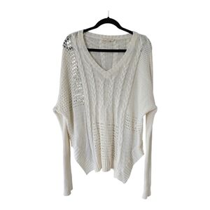 Love Stitch Sweater Women Sz L Ivory Cable Knit Long Sleeve Oversize